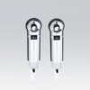 Two NovaFON Medical handheld devices with black nozzles, standing upright on a pale gradient background.